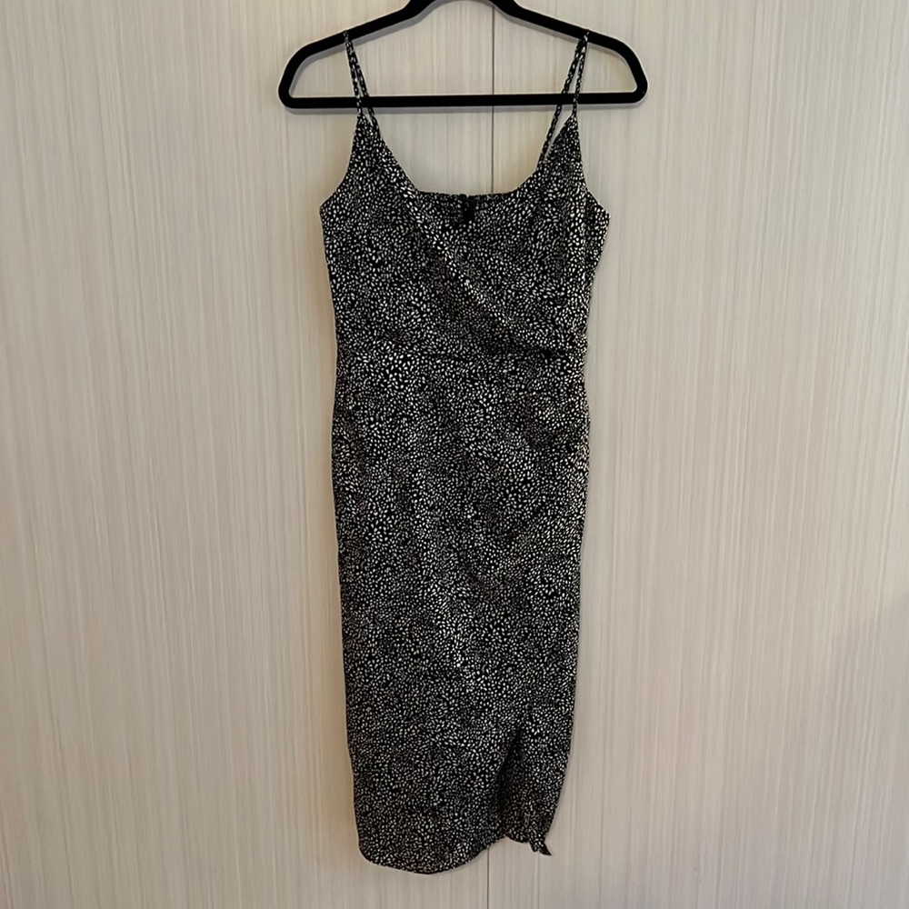 Black & White Midi Wrap Dress
